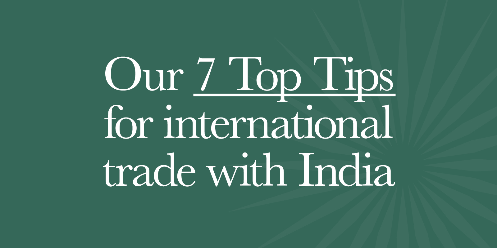 Our 7 Top Tips for international trade with India